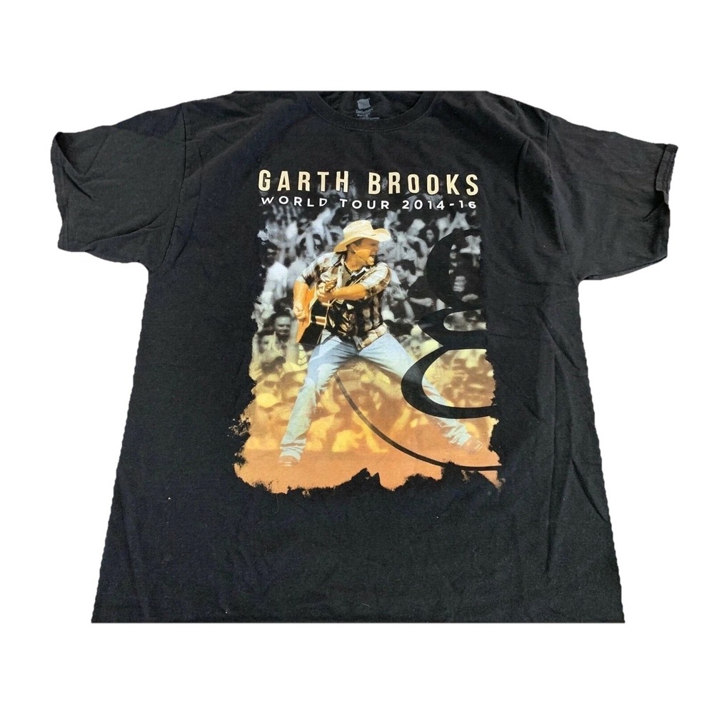 Garth Brooks 2014-16 World Tour Graphic T-Shirt Mens Size L Black Hanes Cotton
